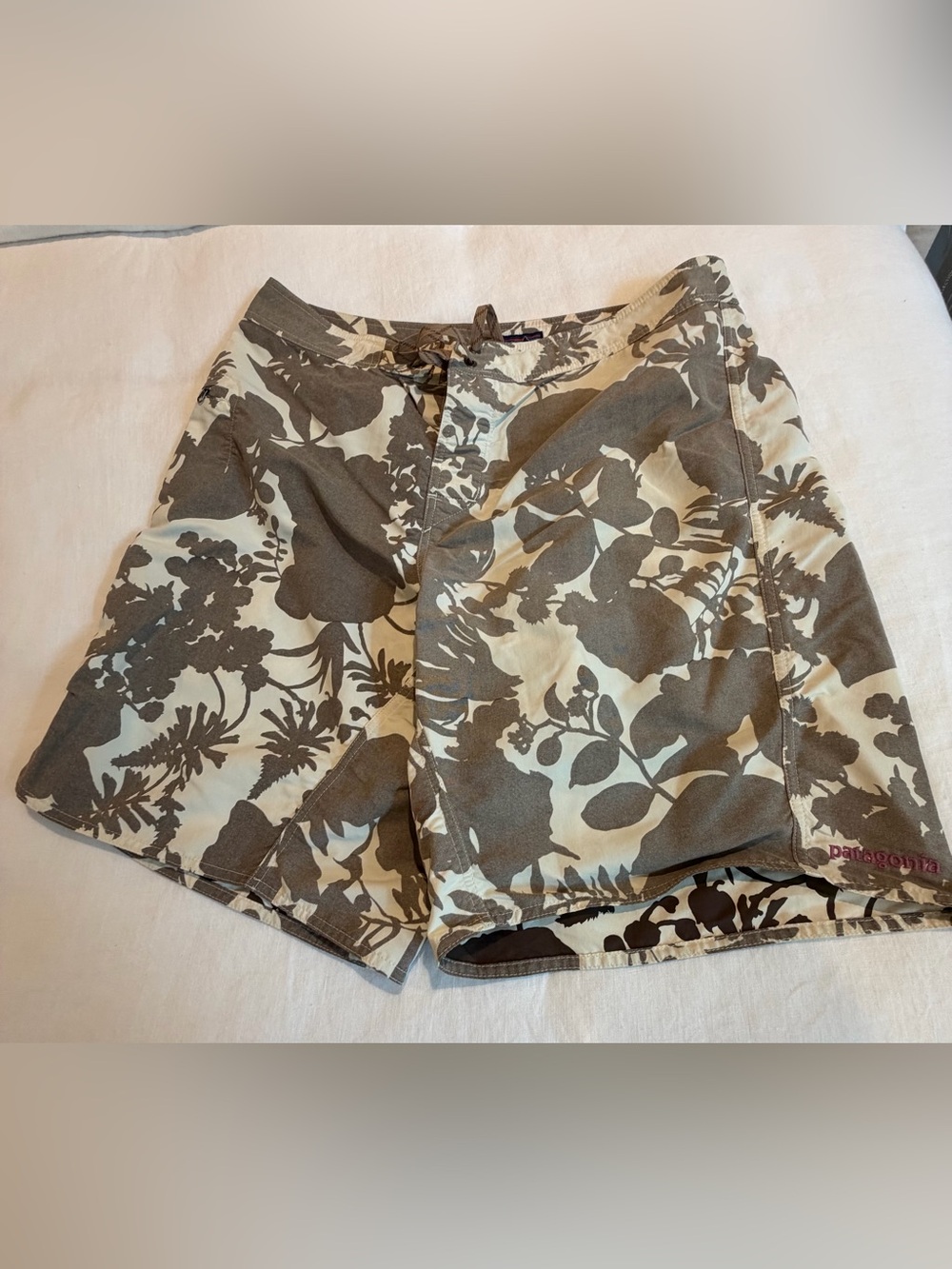 Patagonia Beige and Brown Floral Board Shorts